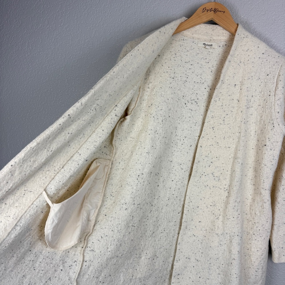 Madewell Langley Swing Coat Donegal Vanilla XS Speckled Wool Blend Open Front - Picture 6 of 9